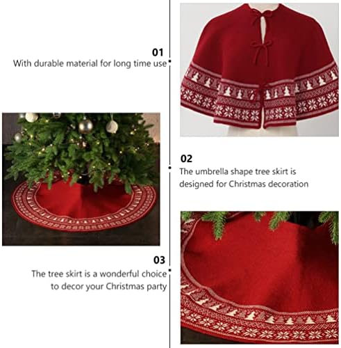 Nuobesty Vintage suknja 1pc Božićna suknja od drveta 92cm Crvena pletena stablo Osnovna pokrivača Plišaj