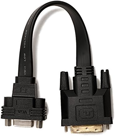 CABEDECONN Active DVI-D Dual Link 24 + 1 muški za VGA ženski video s ravnim pretvaračem adaptera za kabel crni