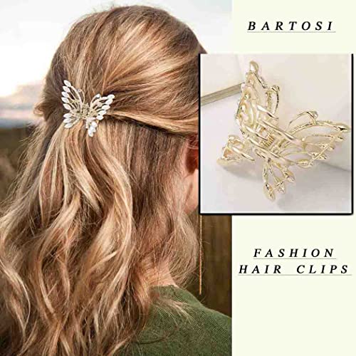 Bartosi Butterfly Mini Hair Claw Clip Pearl Mini Claw Clip Bride Wedding Hair Barrettes Flower Claw Clip