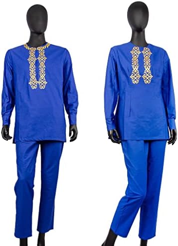 Afrički parovi Set odjeće Tradicionalni vez Dashiki Outfit Majica Top i hlače postavlja plemenski trenerke Srednja