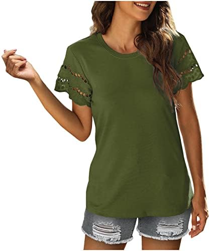Ženska hladno ramena kratki rukav na vrhu ljetne cvjetne tiskane majice 2023 modna crewneck bluza