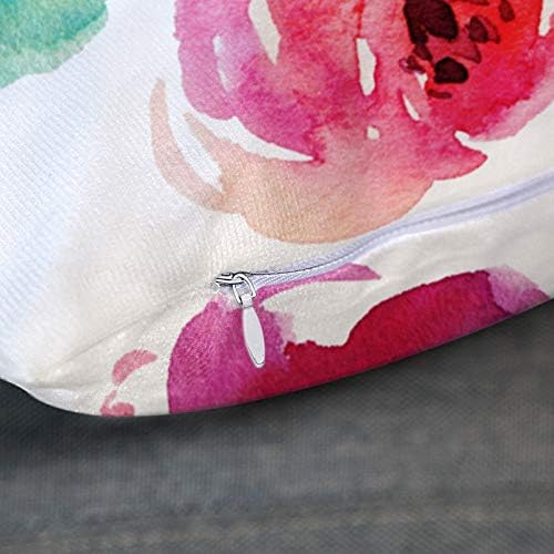 Emvency bacanje jastuk za cvijeće cvijeće Vodenokolor Peonies Pink Tirquoise Ljetni girzi ukrasni jastuk