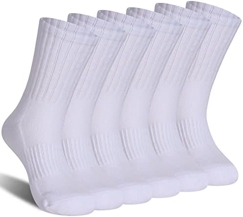 EoCom Kids Cushioned Crew Socks Boys Girls Atletski luk Podrška Debeli pamuk Trčanje čarape 6 parova