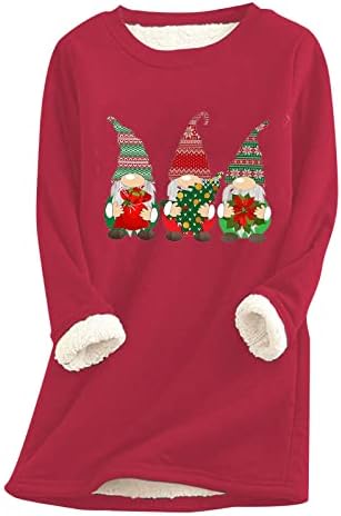 Xiloccer Žene Božićne vrpce Žene Jesen i zimski božićni tiskani košulja tople dno labavi top plus baršunasti