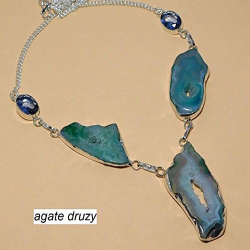 Tanzanite, kristalno druzy ogrlica srebrna prekrivena modna nakita Dizajner zamišljen nakit dužine 20