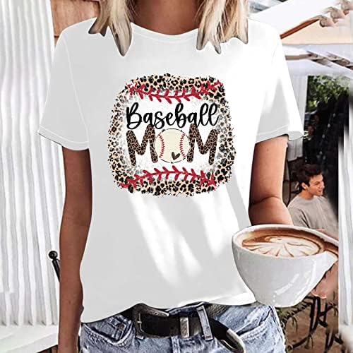 Baseball mama košulja za žene Ljeto kratki rukav vrhovi sportske majčine majice majica labava majica grafički