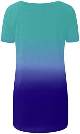 lcziwo ženske Dressy bluze gradijent štampani Casual kratki rukav V vrat labav Sakrij stomak ljeto Tshirt