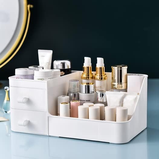 Organizator šminke za toaletni sto komoda za kupatilo kozmetički vitrini kutija za odlaganje stola sa fiokama