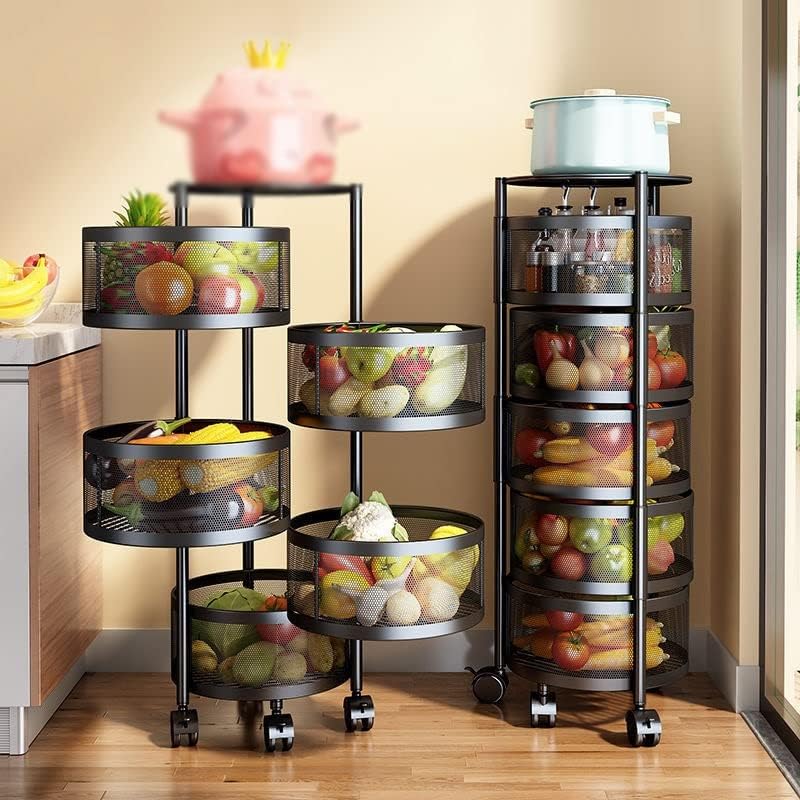Sxymkj višeslojni kuhinjski stalak za skladištenje rotirajuća košarica kolica povrća i voća kuhinja