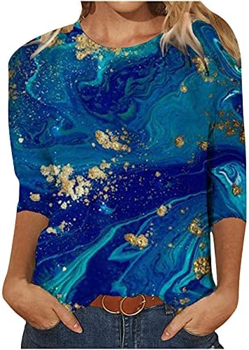 Ženska tunika vrhova tinte-dye ispisana tanka fit srednje duljine majica dugih rukava plus veličina