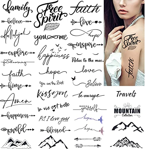 Dopetattoo 36 dizajnira privremene tetovaže riječi vjere nada pisma ljubavi sreće vjerujte lažnim tetovažama