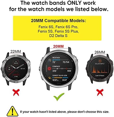 Xjim Smart Watch Band 20mm Zamjenski remen za zamjenu za Garmin Fenix ​​7S 6s / 6S Pro 5s 5s Plus Smart