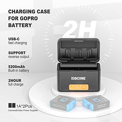 ZGCINE G10 Mini bežični kofer za punjenje za GOPRO Hero 10 HERO 9/8/7/6/5 baterija, ugrađena baterija
