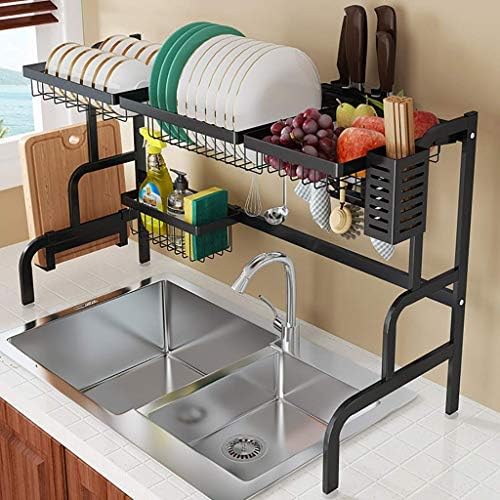 Kuyt stalak za suđe, preko sudopera za sušenje sušenja, crna 201 nehrđajući čelik kuhinjski
