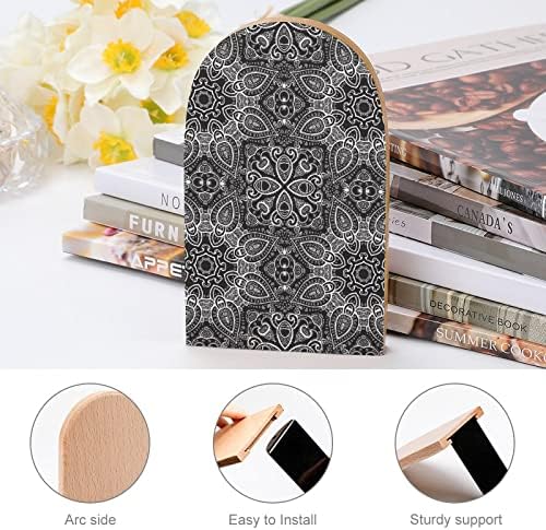 Crna Mandala Paisley drvena Bookends trendi dekorativni stalak za knjige za kućne i kancelarijske
