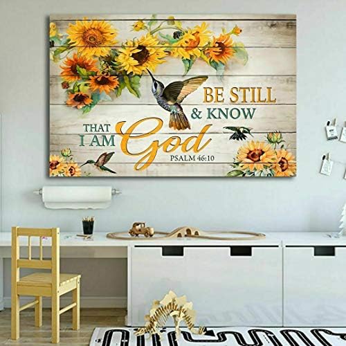 Signchat Hummingbird Suncokret Budite mirni i znajte da sam Bog zidna umjetnost vintage metalni zidni zidni
