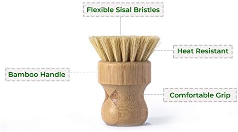 ECOLULU prirodna bambusova četka za suđe na biljnoj bazi / 3 pakovanja drvena četka za suđe