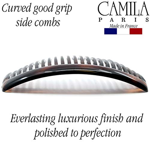 Camila Paris francuski bočni češljevi veliki 4 komad zakrivljena kornjača ljuska francuski Twist češljevi