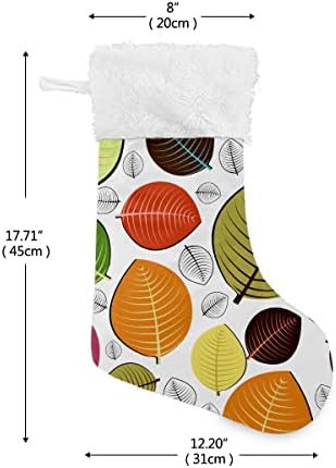 Božićne čarape Šarene apstraktne lišće izvučene bijele plišane manžete Mercerizirani baršunasti obiteljski