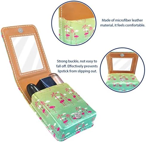 Mini ruž za usne sa ogledalom za torbicu, Pink Flamingos Portable Case Holder Organization