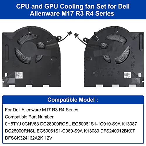 Nova zamjena ventilatora CPU + GPU za Dell Alienware M17 R3 R4 0h5tyj 0CNV63 DC28000RoSL EG50061S1-1C010-S9A