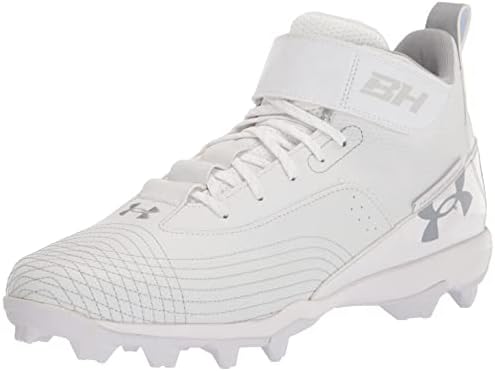 Pod oklopom muškim Harper 7 Srednja gumena oblikovana baseball cipela za cipele, bijela / bijela / mod siva, 14