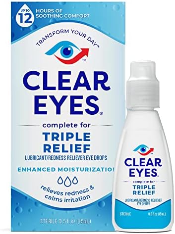 Clear Eyes Triple Relief kapi za oči, ublažava crvenilo i smiruje iritaciju, 0.5 Fl oz