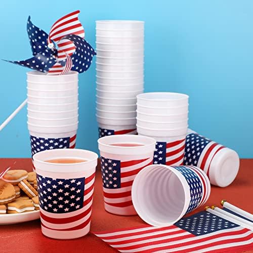 32 kom Patriotske plastične čaše američke zastava čaše za prve za piće za piće za 4 srpnja zvijezda