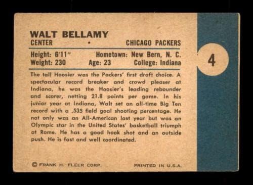 4 Walt Bellamy RC Hof - 1961 fleer košarkaški kartonski kartoni VG - nepotpisane košarkaške kartice
