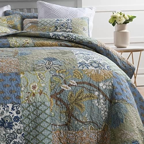 Brindille Queen Veličina jorgana - pamučna posteljina set sa 2 jastuk shams, patchwork reverzibilni lagani