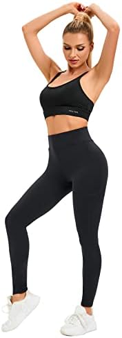Jorkolala Ženske joge hlače sa džepovima Control Tummy, 4 načina rastezanje treninga trčanje joge gamaše