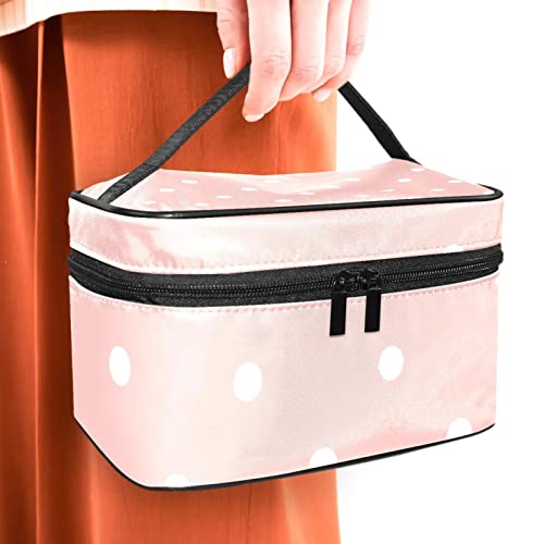 Pastel Pink White Polka Dot Velika kozmetička torba Travel Makeup Organizator predmeta za žene