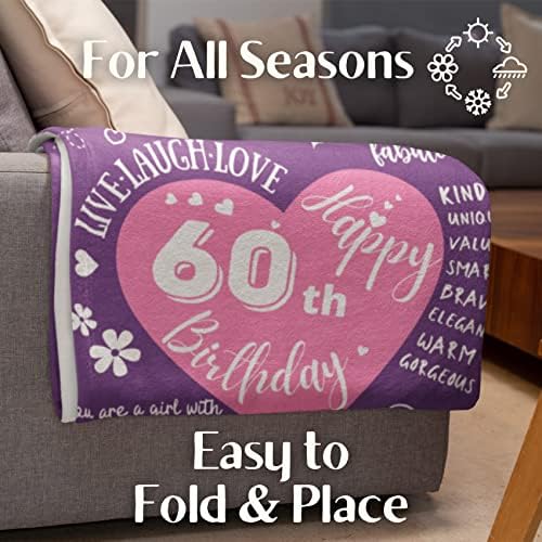 Innobeta 60. rođendanski pokloni pokrivač za žene, ljubičasti krevet flanel plišane deke, rođendanski