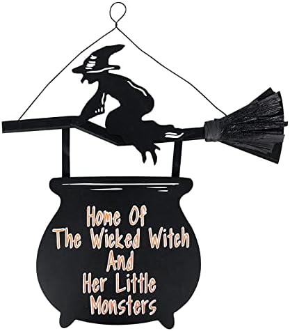 Dekoši za rodeni veštice za dom, drvna vještica jahanje sa visećim figurama sa vješticom kotlu,