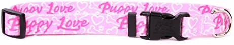 Žuti dizajn pasa Puppy Love Pink ovratnik za pse, mali - 3/4 širine odgovara veličini vrata od 10 do 14 i34;