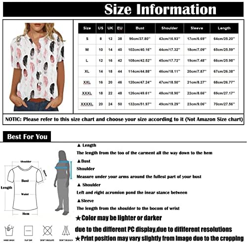 Ženske vrhove Dressy casual pamuk posteljina dolje majice Trendi boho grafički tiskani okrugli vrat majice