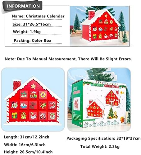 Painted Snow Dome Countdown Calendar, Božić drveni Advent Kalendar dekoracija sa 24 ladice za