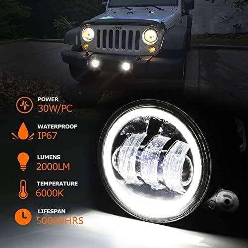 YUFANYA 4-inčna LED svjetla za maglu sa dnevnim svjetlom za 2007-2018 Jeep Wrangler JK Rubicon Unlimited JKU