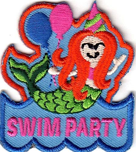 Swim party - glačalo na vezenom zakrpu - plivanje, sport, reči, zabava, zabava