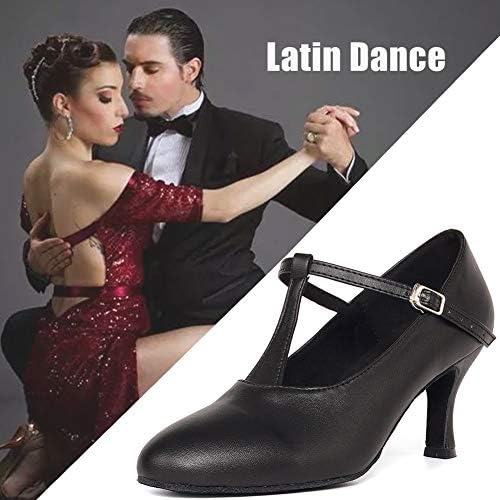 Juodvmp Womens Forted-Toe Moderne karakterne plesne cipele T-Strap Profesionalni Latino Salsa