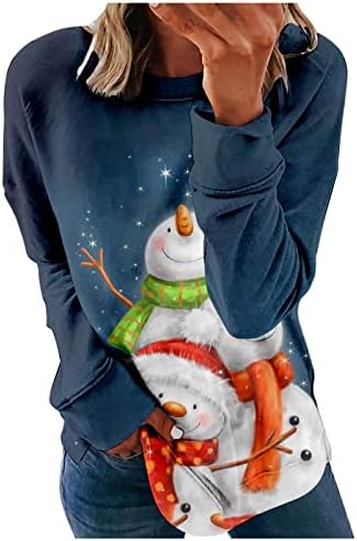 Zimska odjeća za žensko vrat Božićnim otiskom izlasku vrhova za žene opuštena polovica zip dukserice žene