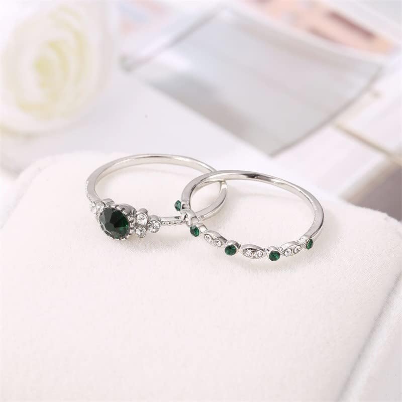 Zaručni prsten za žene Srebrni vjenčani prstenovi 2 komada set obećava prstenove za svoj retro
