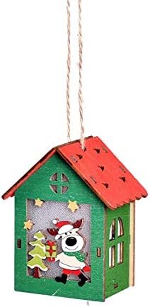 2148G8 Kreativni ukrasi blistave obojene male kuće sa svjetlima Božićna drvena igloo božićna