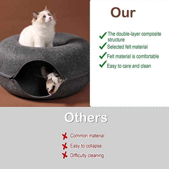 Tunelski krevet za mačke - prirodna pećina za kućne ljubimce-okrugla odvojiva interaktivna igračka za zatvorene