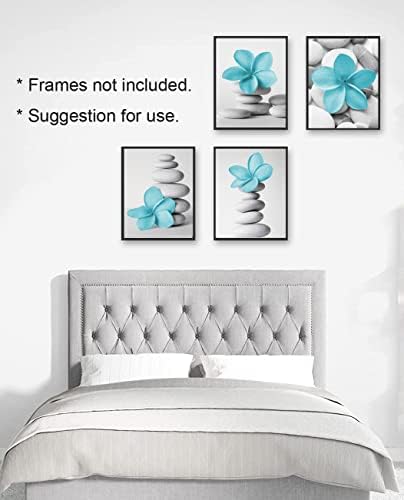 Genius Decor - Zen Art štampa plave i sive slike cvijeta i šljunka za spavaće sobe Home Spa art platnene grafike,