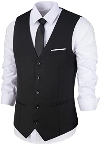 Holivyer muški odijelo prsluk Slim Fit Business Wedding Formalni haljini prsluk sa džepovima