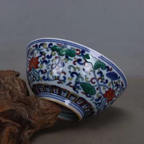Xialon 14.5cm 5.7in Qing Yongzheng Plavi i bijeli Doucai Lotus uzorak porculanski zdjela ručno rađena