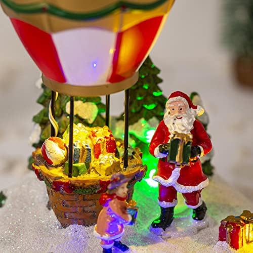 BINGDONGA Lighted Božić ukras muzički LED rasvjeta smola Kip balon zgrada Božić scena snijeg dekoracija