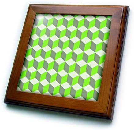 3drose izometrijski uzorak kocke kreč Bijela Siva geometrijska Umjetnost - uokvirena pločica
