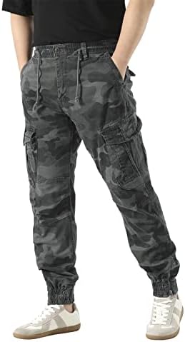 DGWZ muški elastični struk Camo Cargo Hlače Multi džep pamučne jogger radne pantalone za muškarce